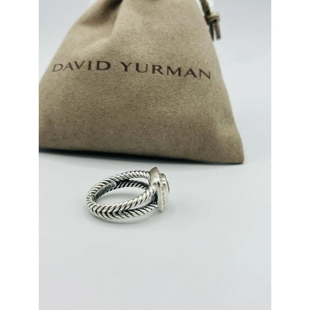 David Yurman Sterling Silver Citrine & Diamond Petite Albion Ring Size 9